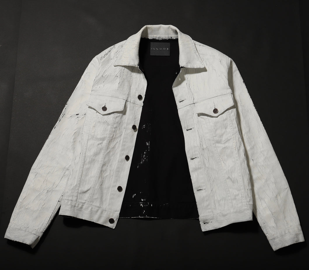 Yin and Yang White series Exclusive Denim prêt-à-porter men Denim Jacket MAISON ILLURE Milano Tokyo